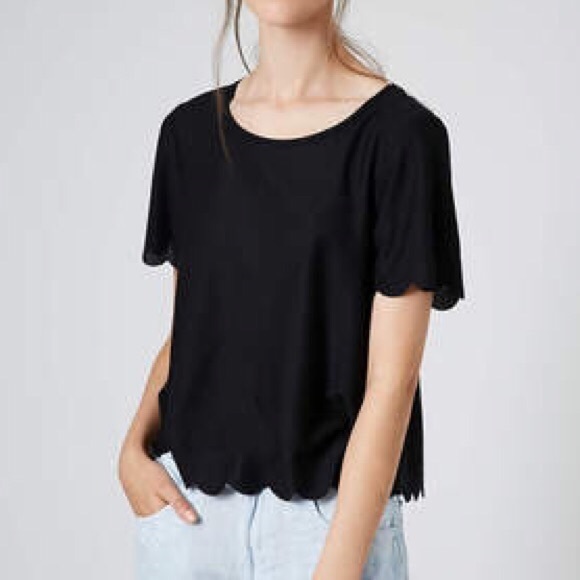 Topshop Tops - TOPSHOP Scallop Tee Shirt